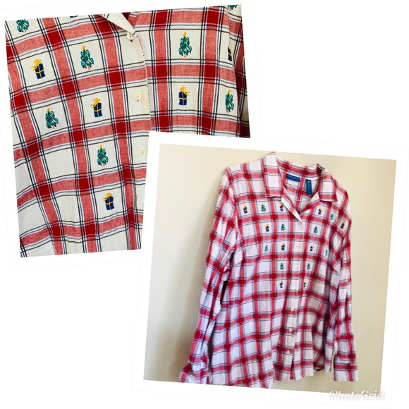 Karen Scott Tops - KAREN SCOTT Christmas  plaid oversized button up